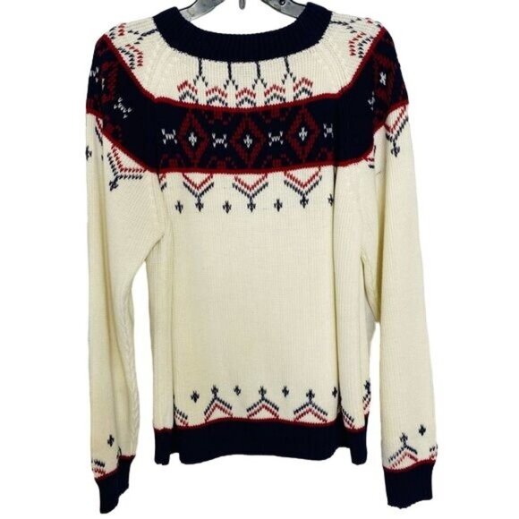 jcpenney Other - Vintage JCPenny Winter Knit Off White Blue Red Holiday Style Men's Sweater Size